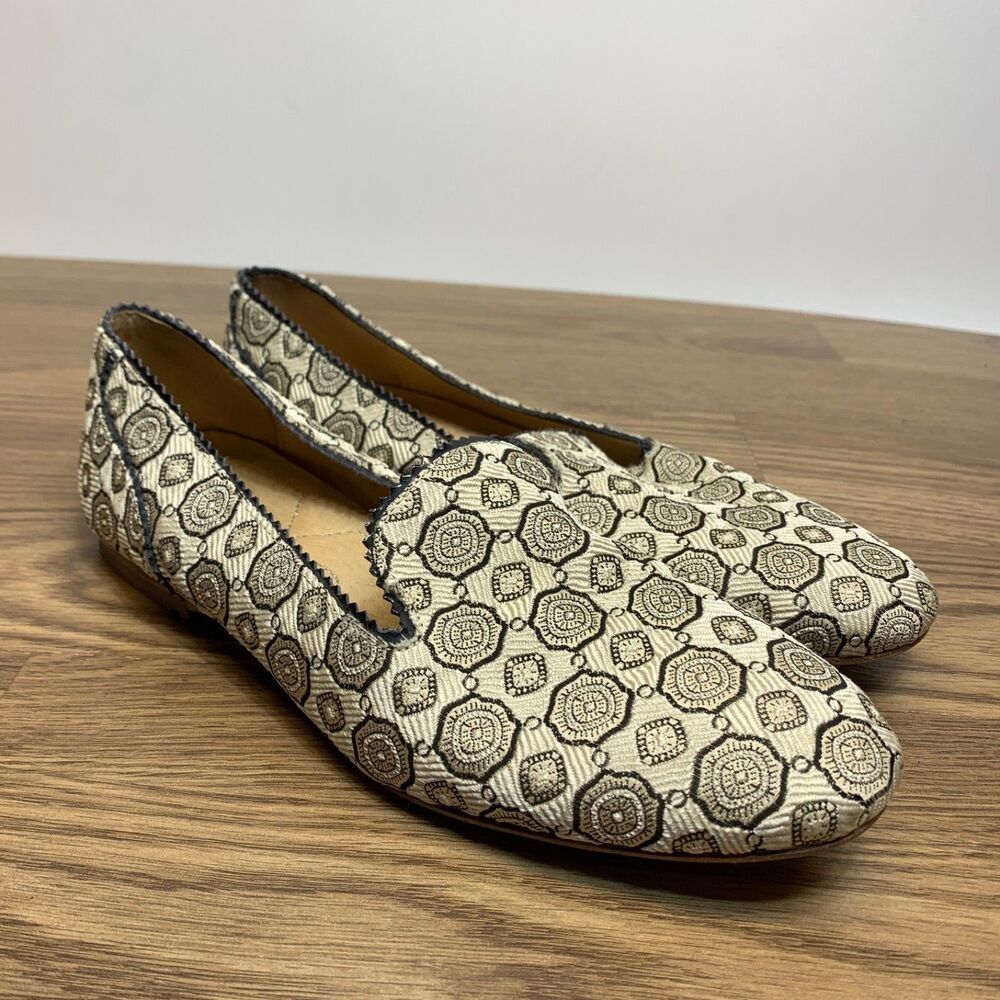 H by Hudson London Women's Cossette Slip On Flats Loafers Size 39/8 White/Multi